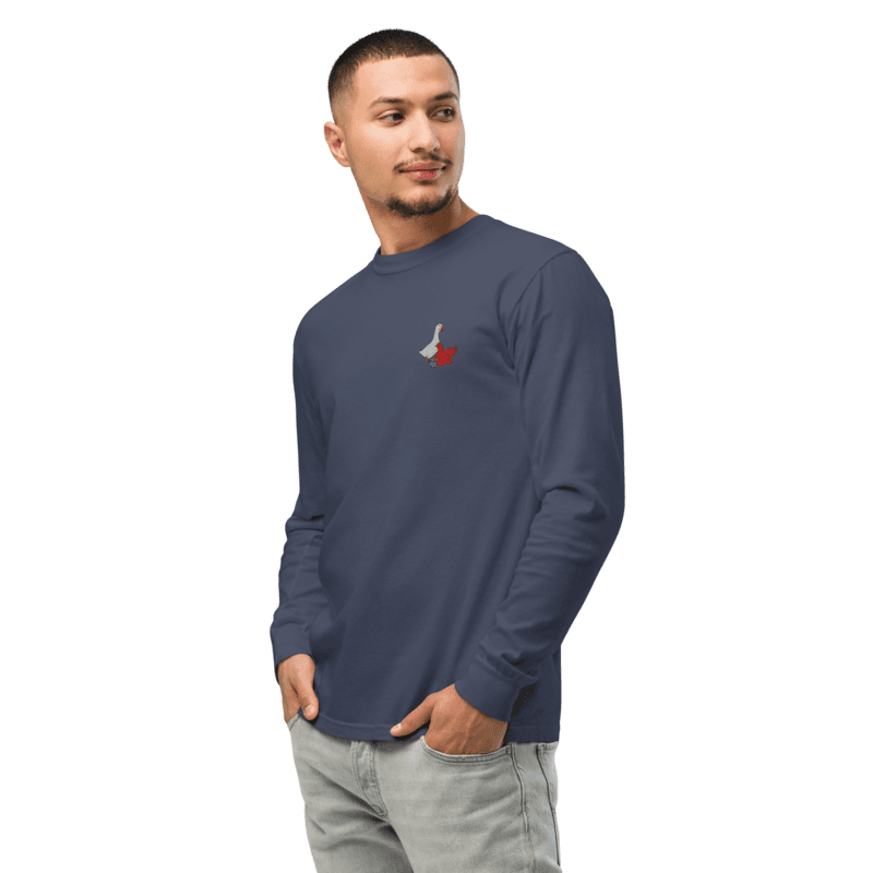 Comfort Colors Embroidered Long Sleeve T-Shirt — Navy